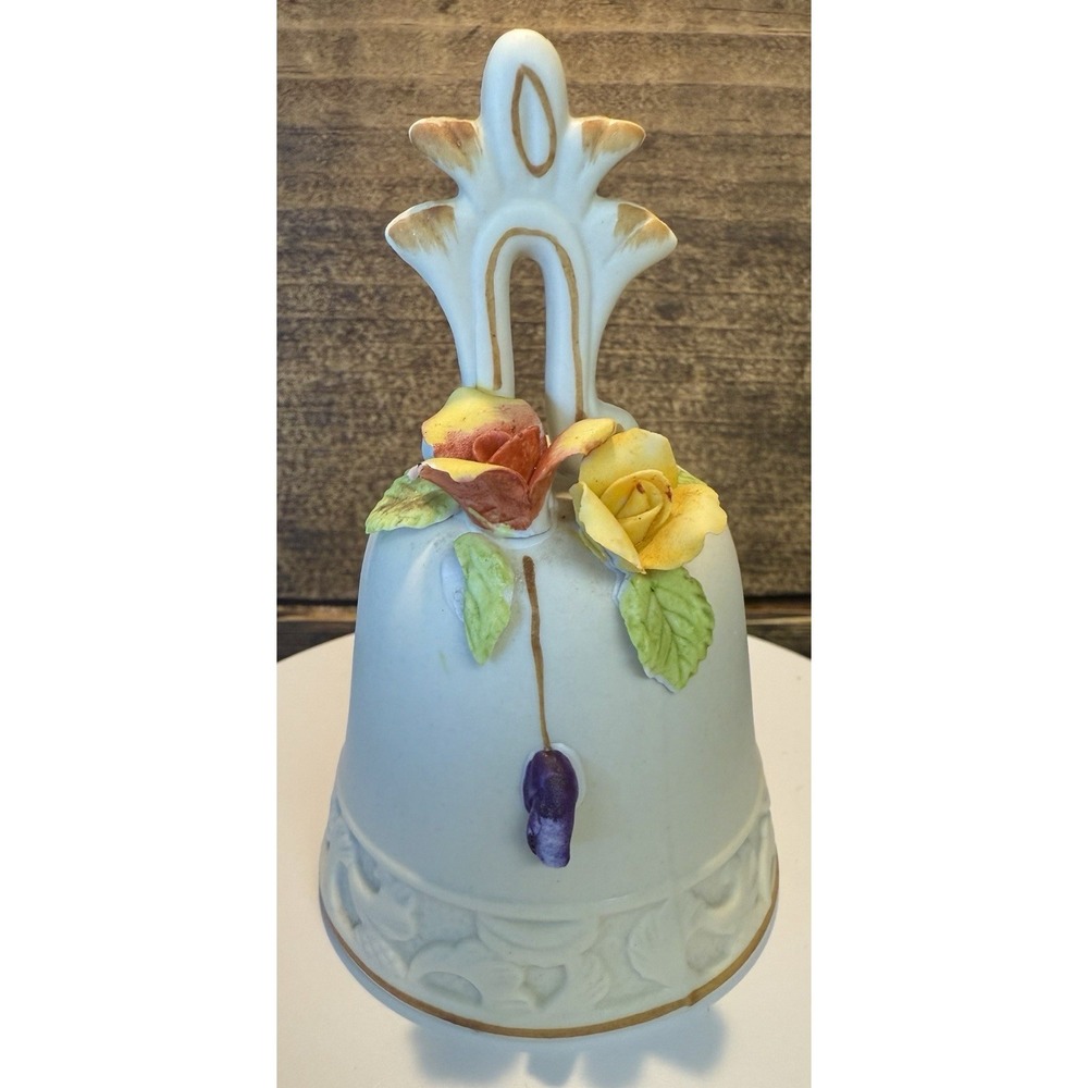 Vintage German Porcelain Floral Bell – Crown W‎ Mark (Wallendorf Attributed)